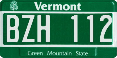 VT license plate BZH112