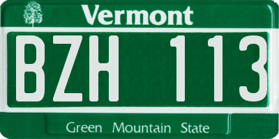 VT license plate BZH113