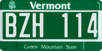 VT license plate BZH114