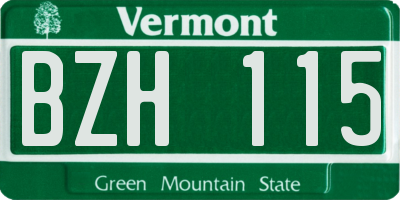 VT license plate BZH115