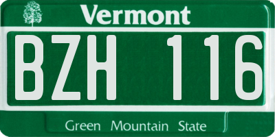 VT license plate BZH116