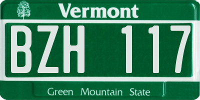 VT license plate BZH117
