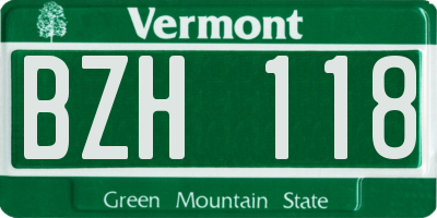 VT license plate BZH118
