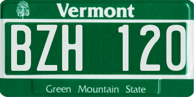 VT license plate BZH120