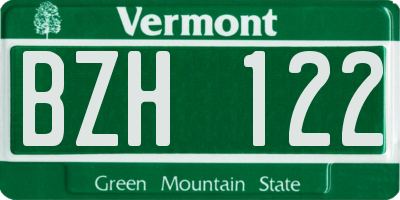 VT license plate BZH122