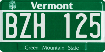 VT license plate BZH125
