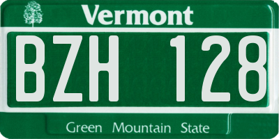 VT license plate BZH128