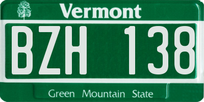 VT license plate BZH138