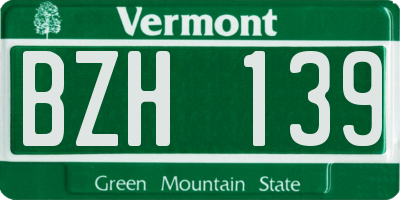 VT license plate BZH139
