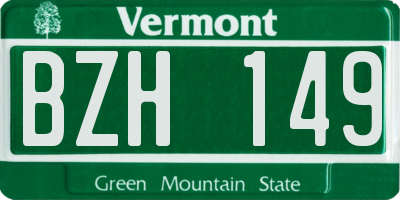 VT license plate BZH149