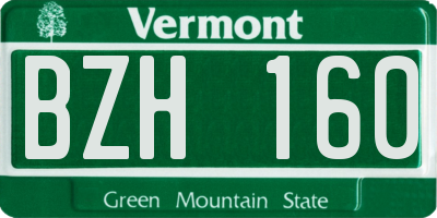 VT license plate BZH160