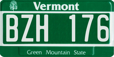 VT license plate BZH176