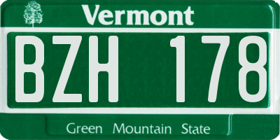 VT license plate BZH178