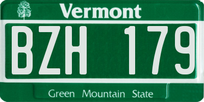 VT license plate BZH179