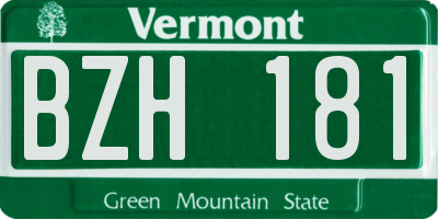 VT license plate BZH181