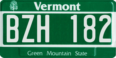 VT license plate BZH182