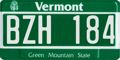 VT license plate BZH184