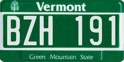 VT license plate BZH191