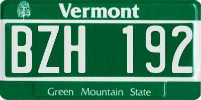 VT license plate BZH192