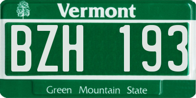 VT license plate BZH193