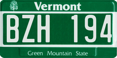 VT license plate BZH194