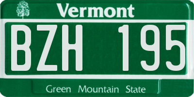 VT license plate BZH195