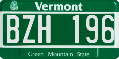 VT license plate BZH196