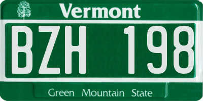 VT license plate BZH198