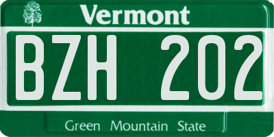 VT license plate BZH202