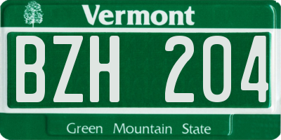 VT license plate BZH204