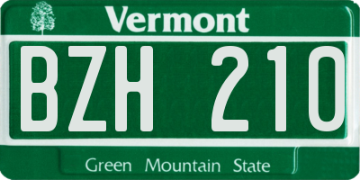 VT license plate BZH210