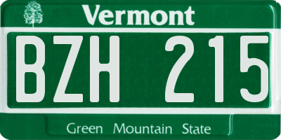VT license plate BZH215