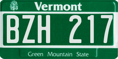 VT license plate BZH217