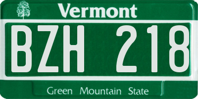 VT license plate BZH218