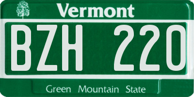 VT license plate BZH220