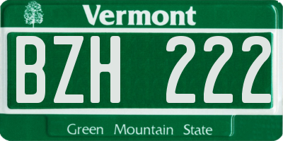 VT license plate BZH222