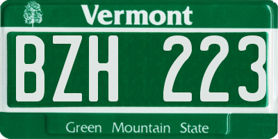 VT license plate BZH223