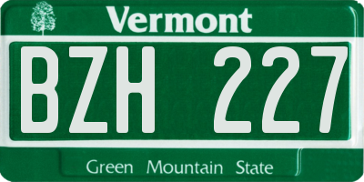 VT license plate BZH227
