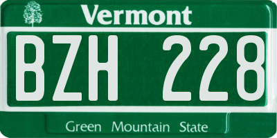 VT license plate BZH228