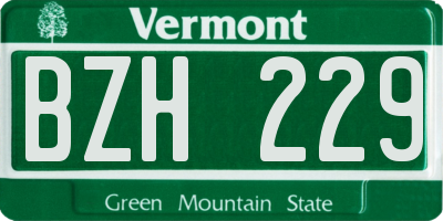 VT license plate BZH229