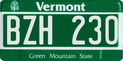 VT license plate BZH230