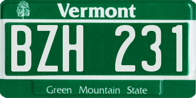 VT license plate BZH231