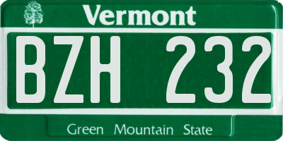 VT license plate BZH232