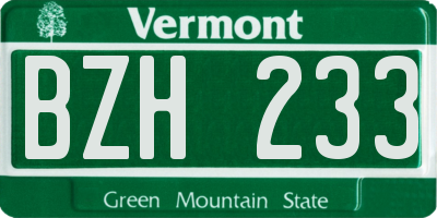 VT license plate BZH233
