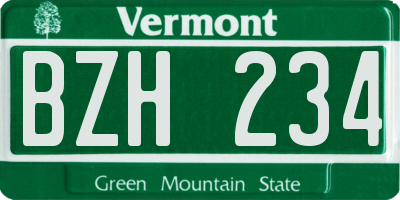 VT license plate BZH234