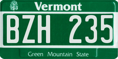 VT license plate BZH235