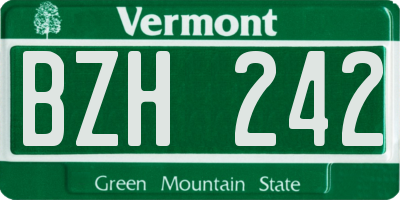 VT license plate BZH242