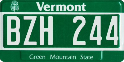 VT license plate BZH244