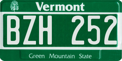 VT license plate BZH252