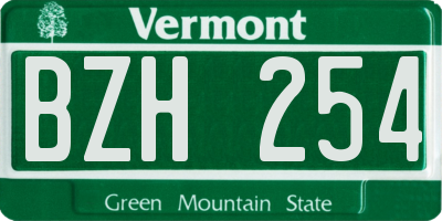 VT license plate BZH254